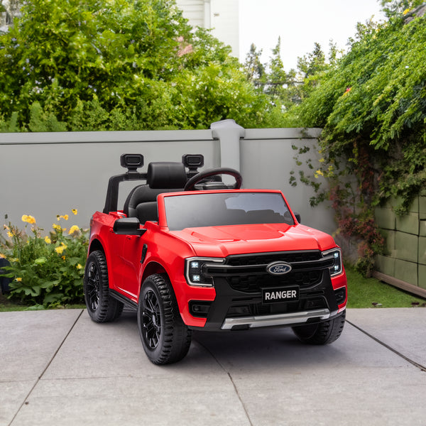 12V Kids Ride On Car - Licensed Ford Ranger with Parental Remote Control, 2WD, Red - Haeska