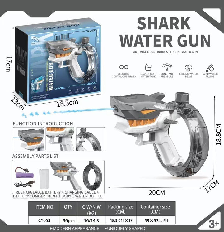 Shark Electric Water Gun - Fully Automatic Continuous Fire Toy - Haeska