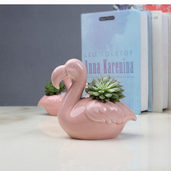 2-Piece Pink Flamingo Succulent Plant Pots