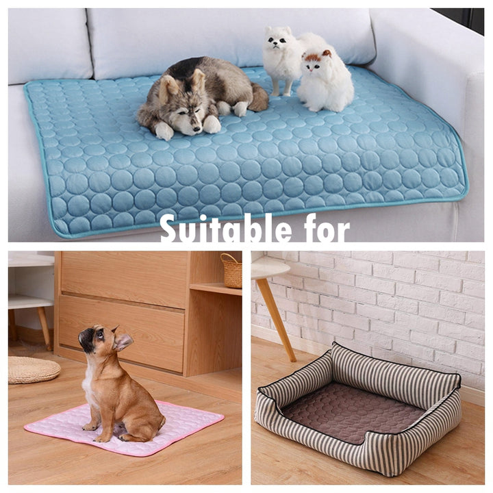 Dog Cooling Mat - Summer Breathable Pet Bed, Washable Ice Silk Pad for Small to Large Dogs and Cats - Haeska