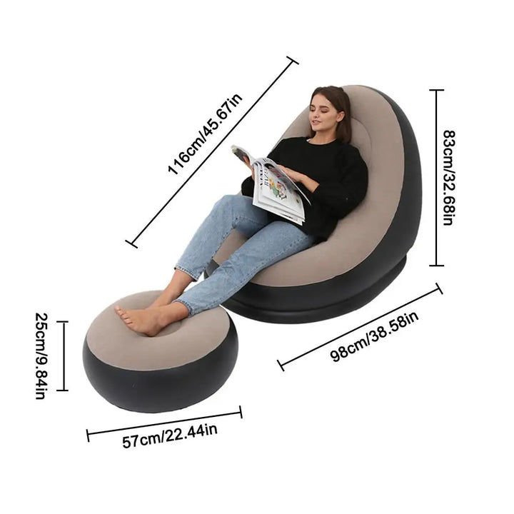 Inflatable Air Mattress Lazy Sofa with Comfortable Leg Stool - Haeska