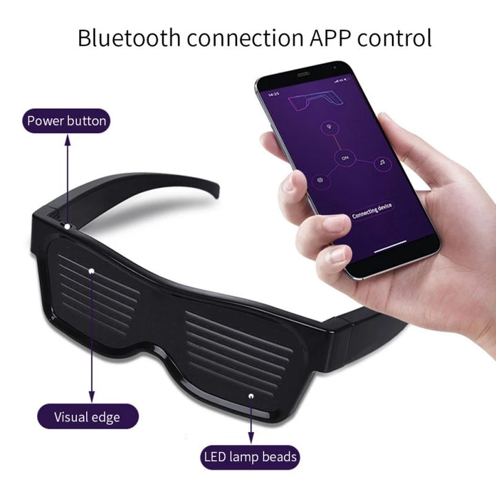 Bluetooth Programmable LED Text Display Glasses - USB Charging, Perfect for Parties and Festivals - Haeska