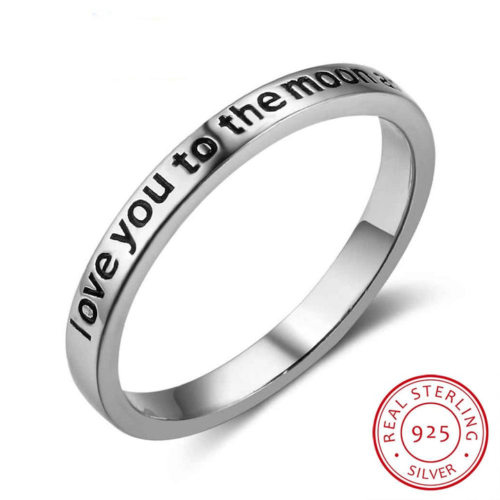 "I love you to the moon and back" Sterling Silver Ring - Haeska