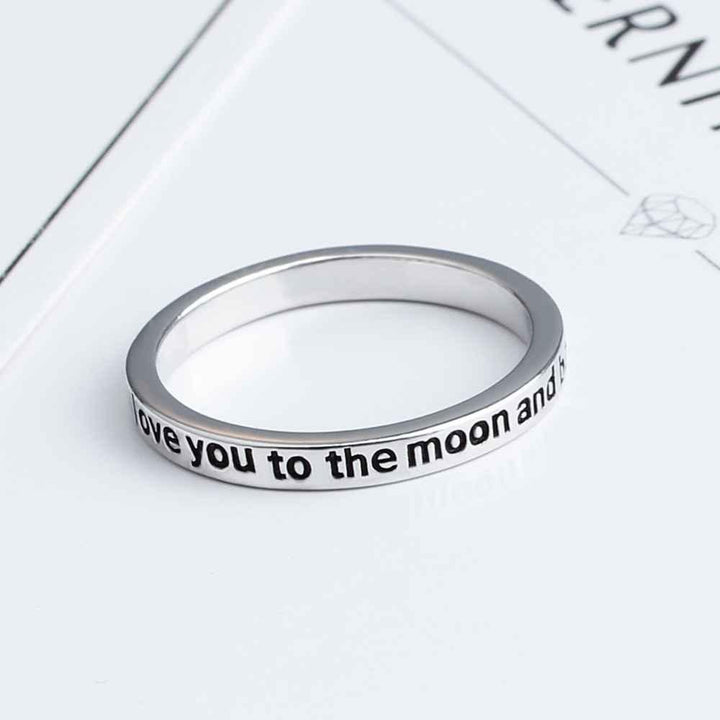 "I love you to the moon and back" Sterling Silver Ring - Haeska