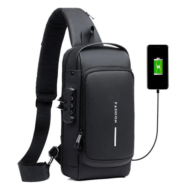 Men's Crossbody Chest Bag-Anti-Theft Bag USB - Haeska