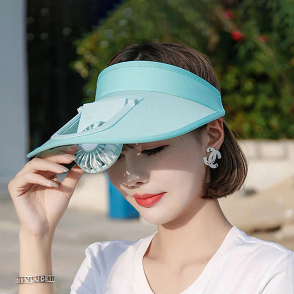 Outdoor Travel Summer Sun Visor Hats with Rechargeable Cooling Fan - Haeska