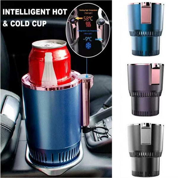 2 in 1 Smart Car Cup Holder Cooler Warmer for Drink Beverage Can Baby Bottle with Digital Temperature Display