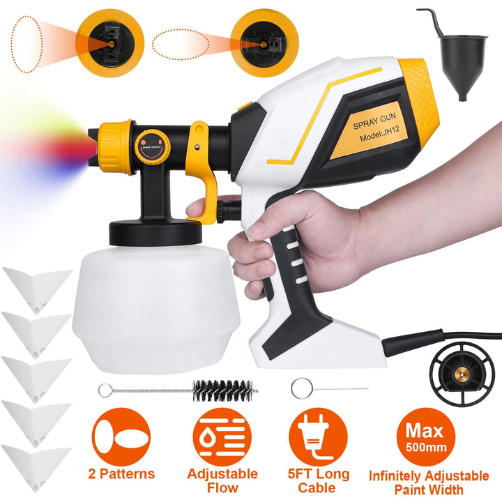 Electric Paint Sprayer HVLP with Different Spray Patterns 1200ML Detachable Container - Haeska