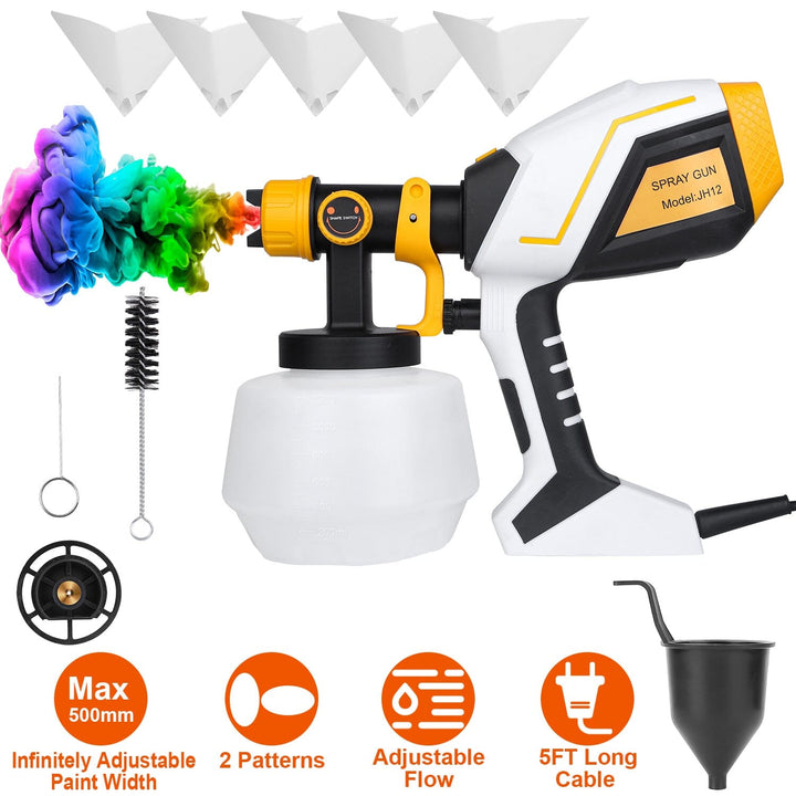 Electric Paint Sprayer HVLP with Different Spray Patterns 1200ML Detachable Container - Haeska