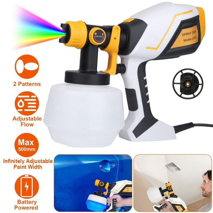 Electric Paint Sprayer HVLP with Different Spray Patterns 1200ML Detachable Container - Haeska