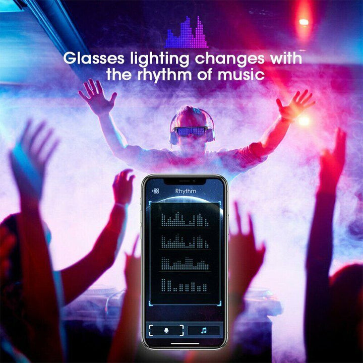 Bluetooth Programmable LED Text Display Glasses - USB Charging, Perfect for Parties and Festivals - Haeska